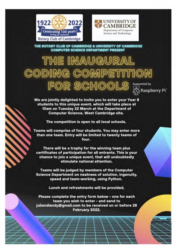 Coding Competition for Schools Year 8 Rotary Cambridge